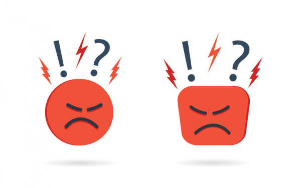 Angry red icons that look furious